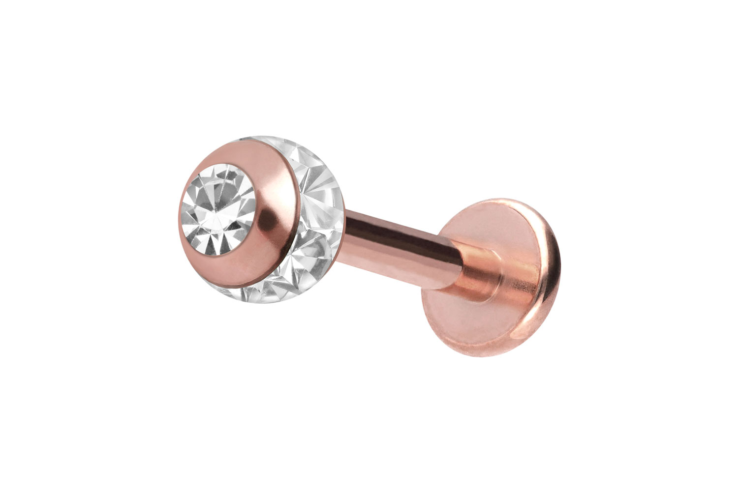 Chirurgenstahl Labret Piercing EPOXY-RING-KUGEL + KRISTALL